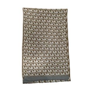 Michael Kors knitted scarf infinity MK logo brown 100% acrylic 9.5x67”